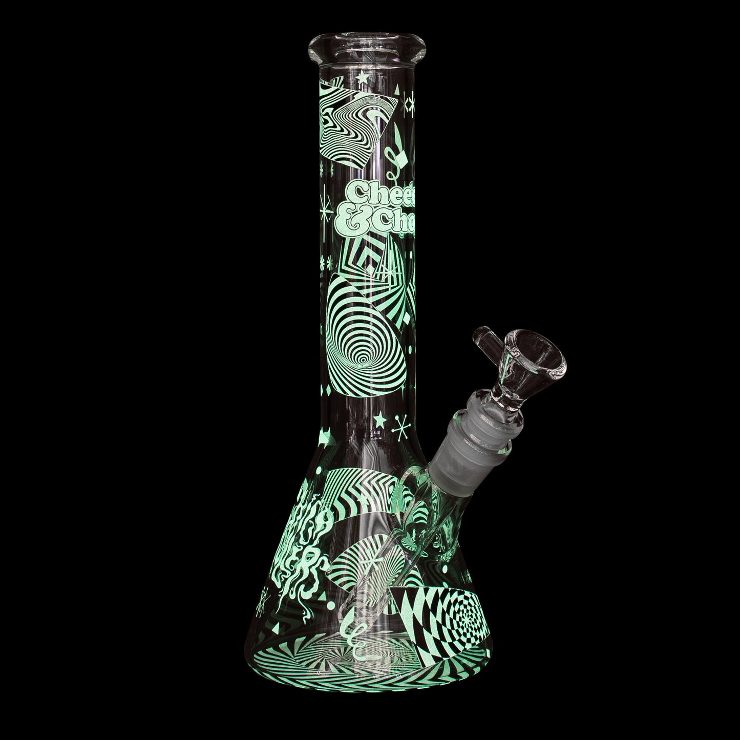 Cheech & Chong® Glass 10" Optical Illusion Glow-in-the-Dark Water Pipe