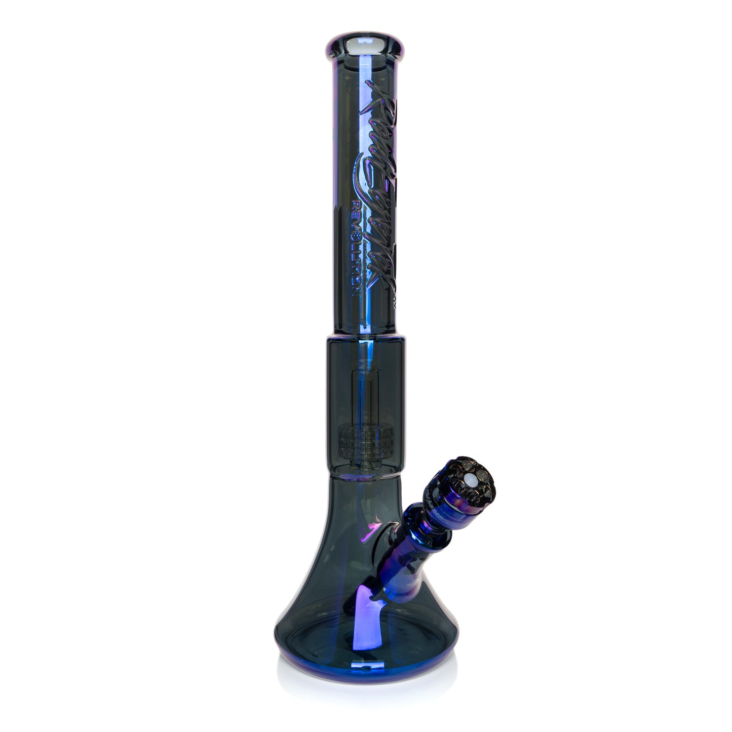 RED EYE TEK® 19" 7mm Thick Metallic Terminator Finish Revolution Dual Chamber Bell Base Water Pipe