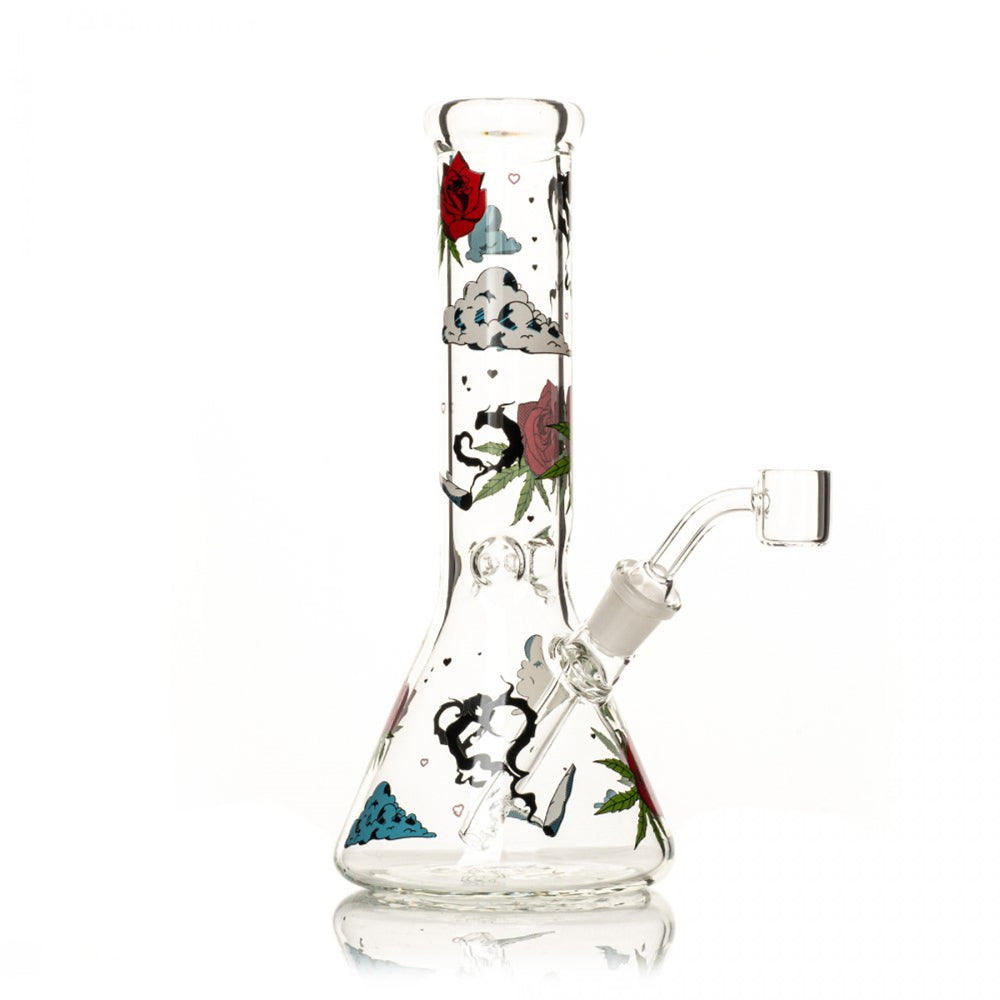 RED EYE GLASS® 8" Roses and Weed Beaker