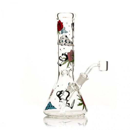 RED EYE GLASS® 8" Roses and Weed Beaker