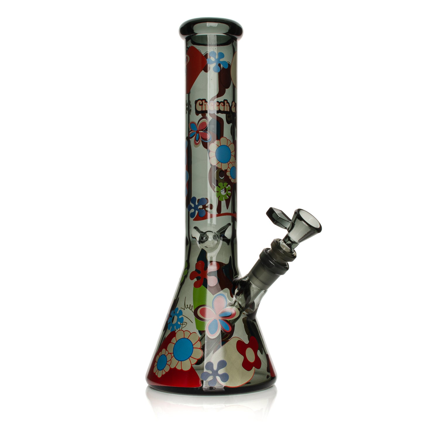 CHEECH & CHONG® GLASS 12" Power to the Flower Beaker Base Water Pipe