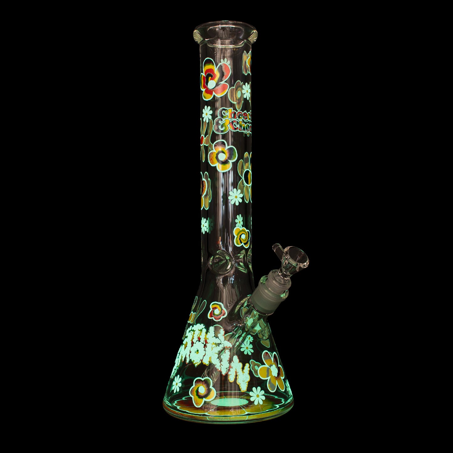 Cheech & Chong® Glass 15" 7mm Thick Tie Dye Glow-in-the-Dark Water Pipe