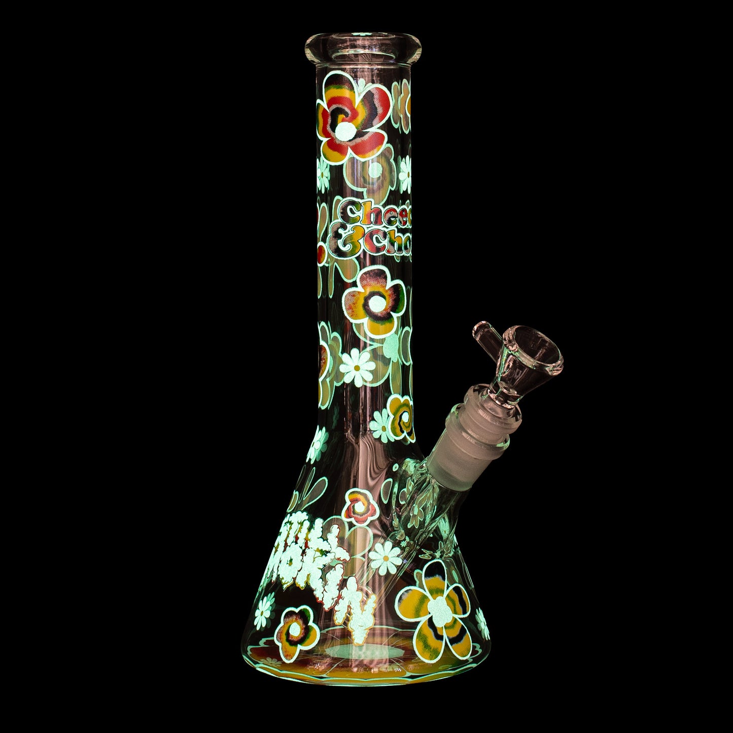 Cheech & Chong® Glass 10" Tie Dye Glow-in-the-Dark Water Pipe