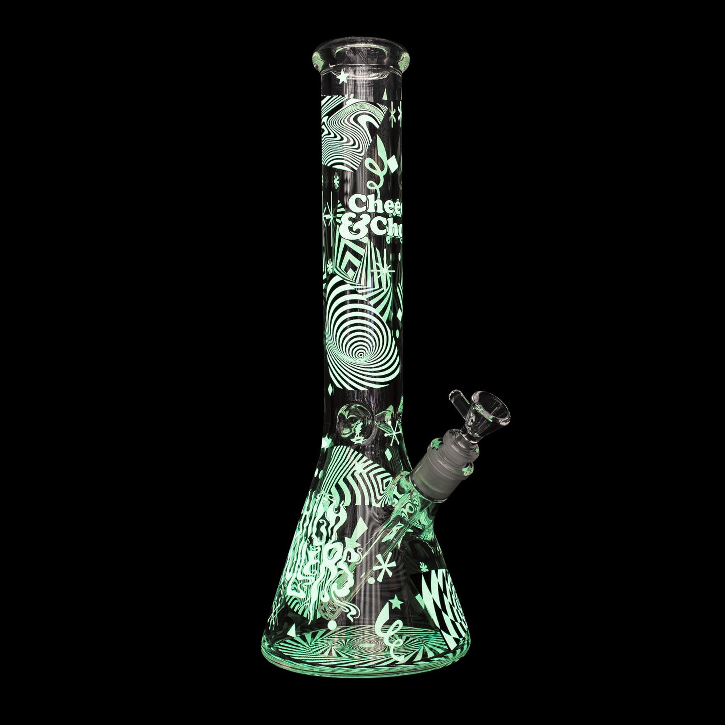 Cheech & Chong® Glass 15" 7mm Thick Optical Illusion Glow-in-the-Dark Water Pipe