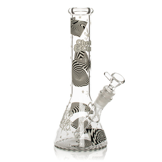 Cheech & Chong® Glass 10" Optical Illusion Glow-in-the-Dark Water Pipe