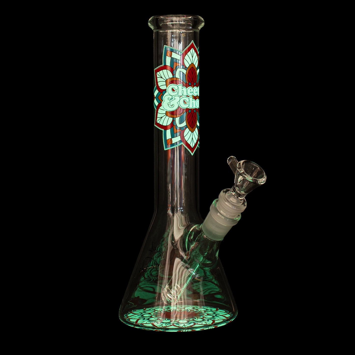 Cheech & Chong® Glass 10" Mandala Glow-in-the-Dark Water Pipe