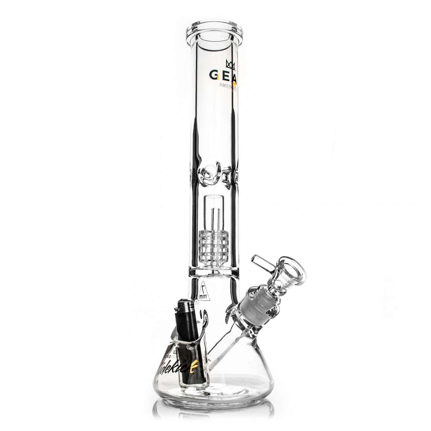 GEAR PREMIUM® 15.5" 7mm Thick Sidekick Dual Chamber Beaker Base Water Pipe