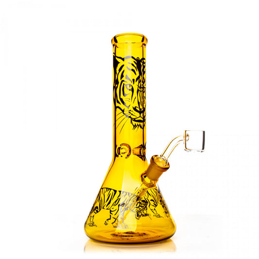 RED EYE GLASS® 8.5" Honey Gold Tiger Beaker Base Concentrate Rig