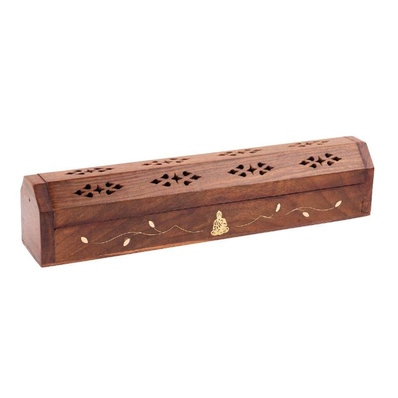 12'' Wooden Lidded Coffin Incense Burner