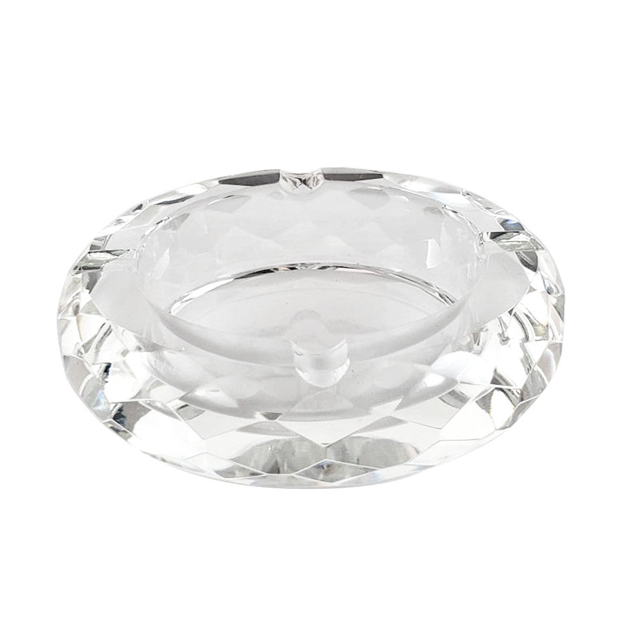 Glass Crystal Ashtray Multi Faceted