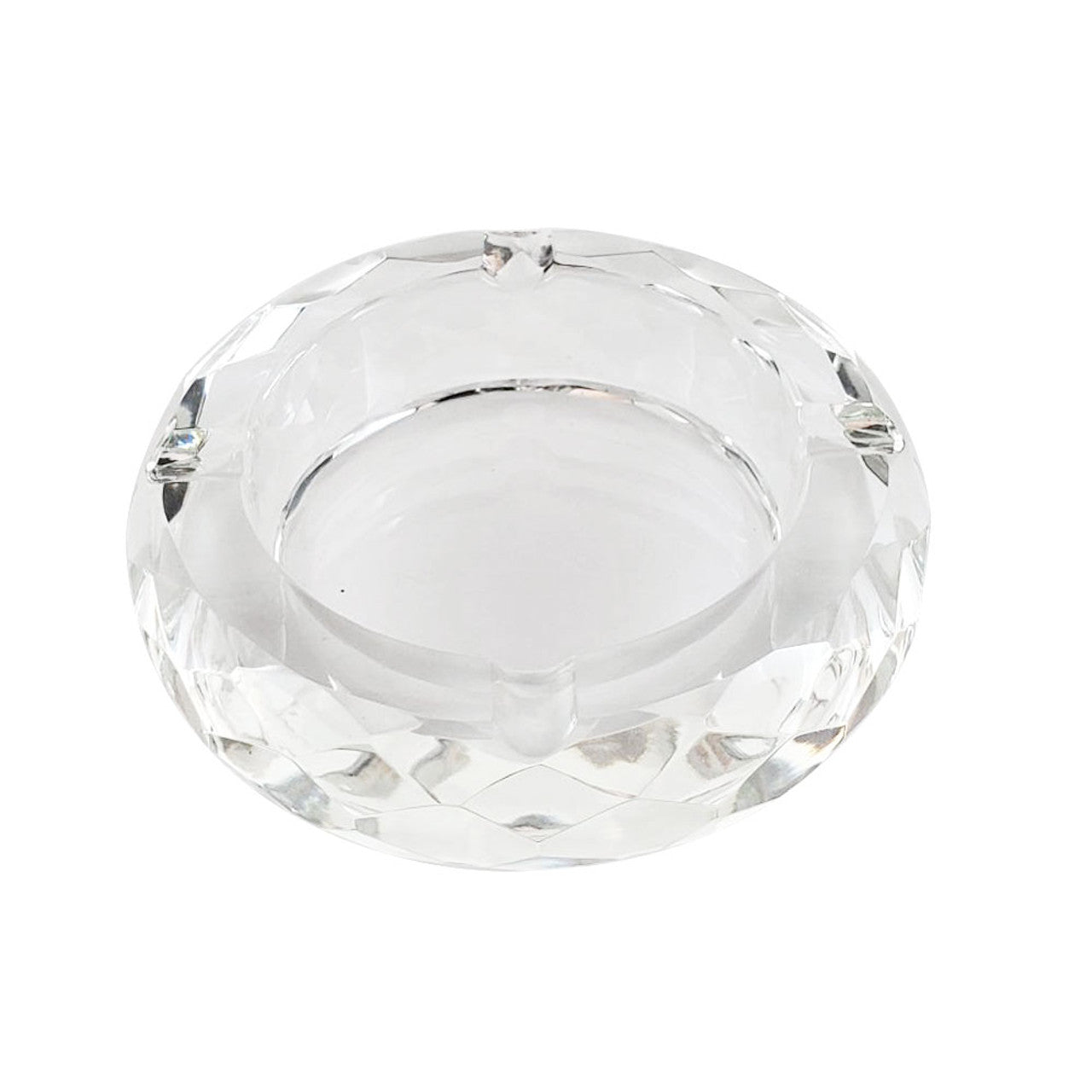 Glass Crystal Ashtray Multi Faceted